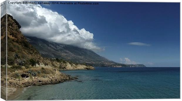  LOW CLOUD OVER MOUNT AINOS KEFALONIA Canvas Print by Anthony Kellaway
