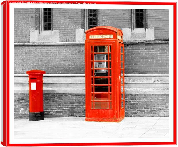 RED TELEPHONE BOX AND POST BOX Canvas Print by Anthony Kellaway