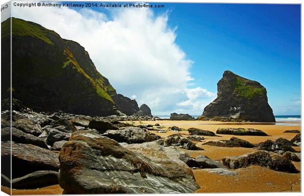  BEDRUTHAN STEPS BEACH Canvas Print by Anthony Kellaway