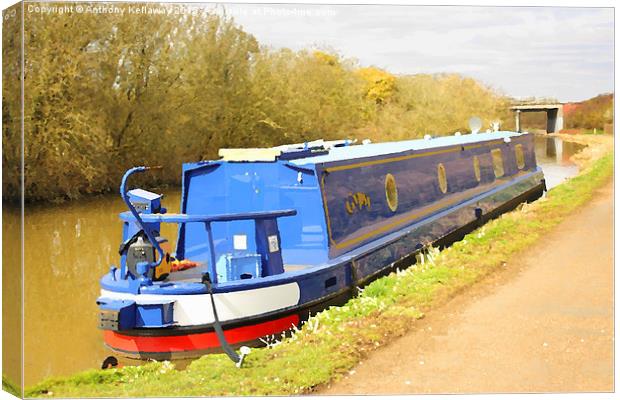  CANAL BARGE Canvas Print by Anthony Kellaway