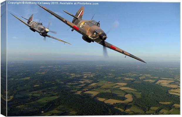  SPITFIRE AND HURRICANE Canvas Print by Anthony Kellaway