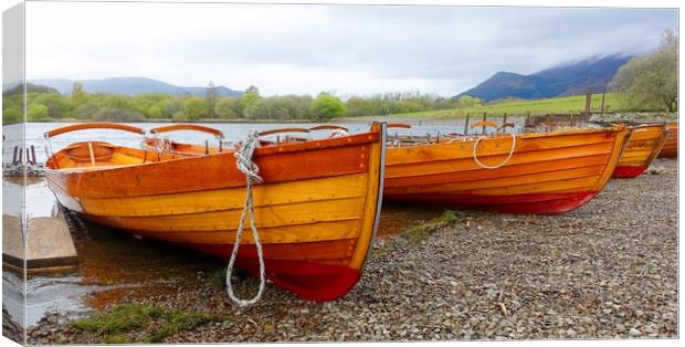             DERWENT WATER ROWING BOATS             Canvas Print by Anthony Kellaway