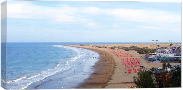     Maspalomas beach and dunes                     Canvas Print by Anthony Kellaway