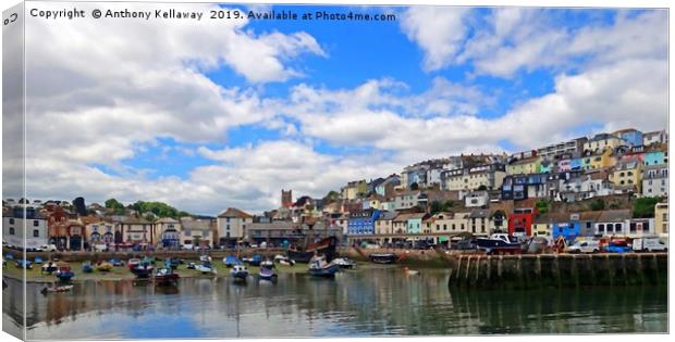    Brixham harbour                             Canvas Print by Anthony Kellaway