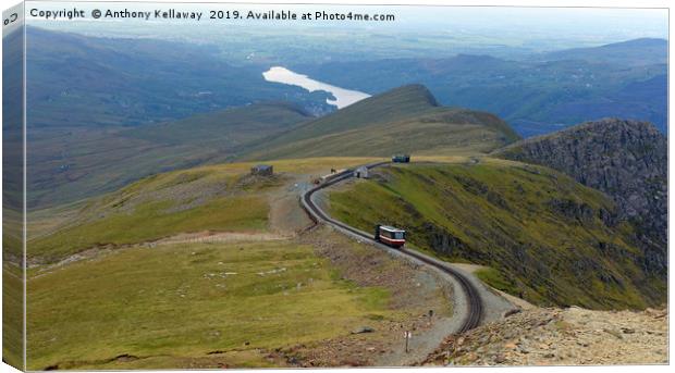   Snowdon mountain railway passing place           Canvas Print by Anthony Kellaway