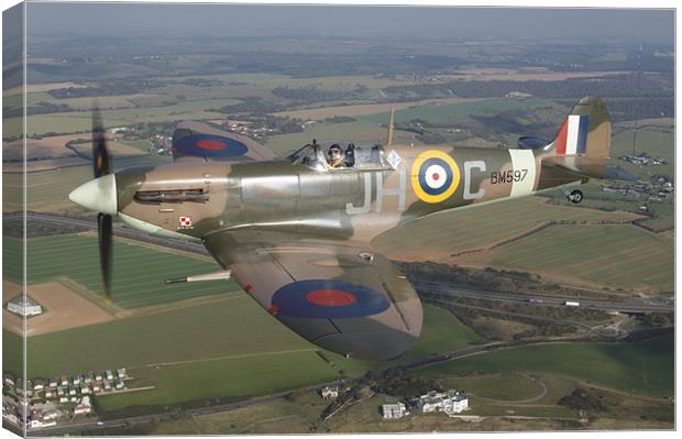 Spitfire over Kent Canvas Print by Rob Laker