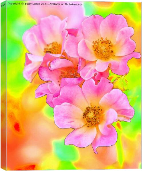 Pink Wild Roses Canvas Print by Betty LaRue