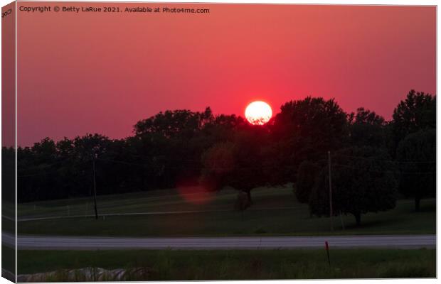 Brilliant Red Sunset Canvas Print by Betty LaRue