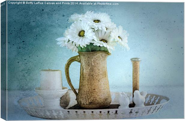 Moody Blue Daisies Canvas Print by Betty LaRue