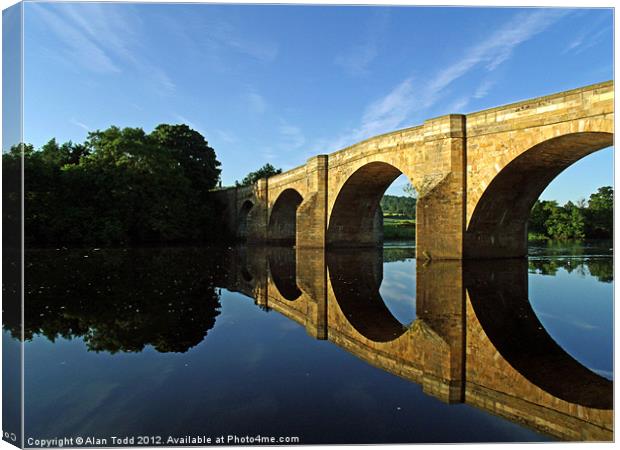 Chollerford Bridge at Sunrise Canvas Print by Alan Todd