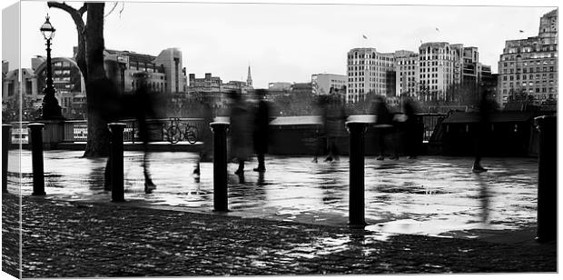 Southbank - Rushing in the Rain Canvas Print by Corrine Weaver