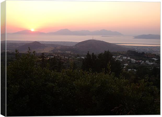 Sunset in Greece Canvas Print by Liam Sims