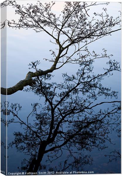 Alder tree reflected in water Canvas Print by Kathleen Smith (kbhsphoto)
