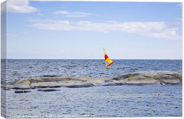 Windsurfer with bright sail Canvas Print by Kathleen Smith (kbhsphoto)