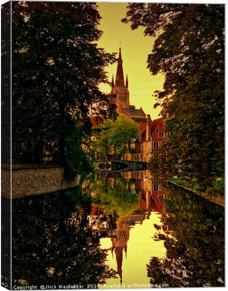 Romantic Bruges Reflections Canvas Print by Nick Wardekker