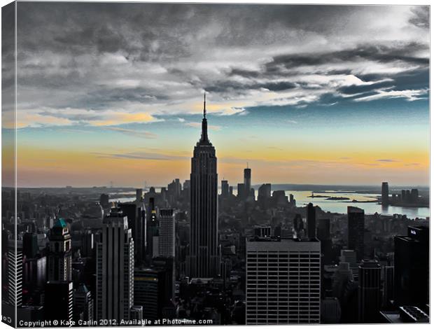Empire State, Stormy Sunset. Canvas Print by Kitty 