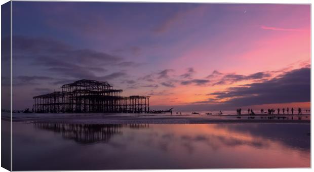 West Pier, Brighton, Sunset Canvas Print by Sue MacCallum- Stewart