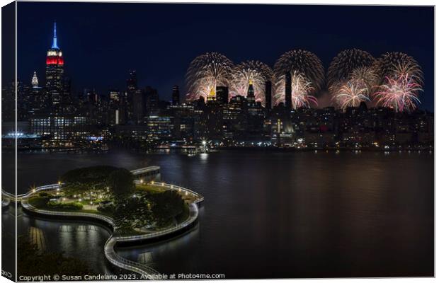 NYC Skyline 4th of July  Canvas Print by Susan Candelario