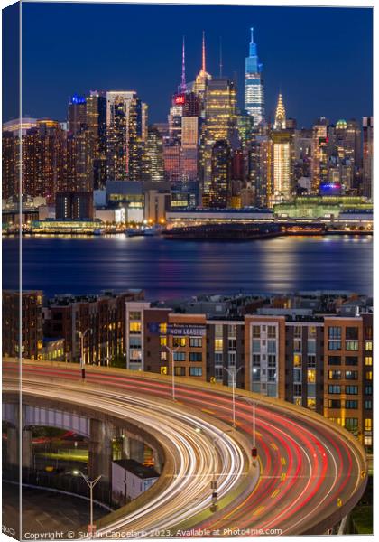 NYC Skyline and Lincoln Tunnel Helix  Canvas Print by Susan Candelario