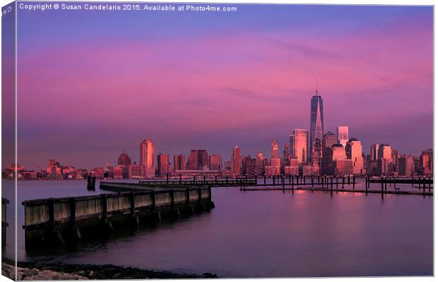 The sunsets at One World Trade Center Canvas Print by Susan Candelario