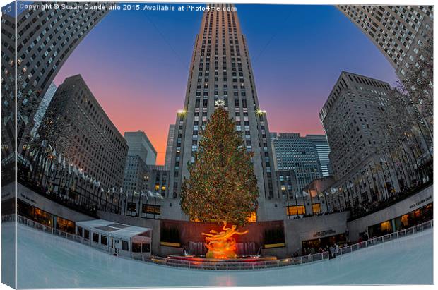 Christmas At Rockefeller Center In NYC Canvas Print by Susan Candelario