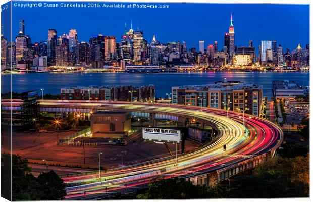 Lincoln Tunnel Helix and NYC Skyline Canvas Print by Susan Candelario