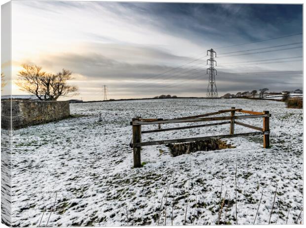 Snowy fields of Tockholes, Darwen Canvas Print by Jonathan Thirkell