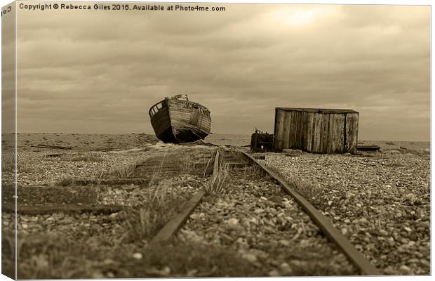  Old Boat at Dungeness Canvas Print by Rebecca Giles