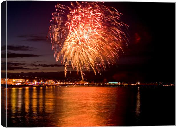 Fireworks at Paignton Beach Canvas Print by Jay Lethbridge