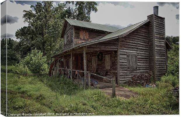 Old Water Mill 2 side view Canvas Print by peter campbell