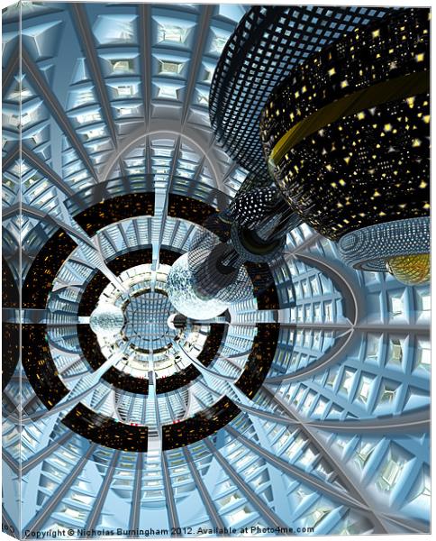 Hollow asteroid habitat Canvas Print by Nicholas Burningham