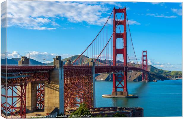 Golden Gate View Canvas Print by Phil Emmerson