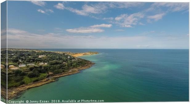 Aerial view of St Ives, Carbis Bay in Cornwall No1 Canvas Print by Jonny Essex