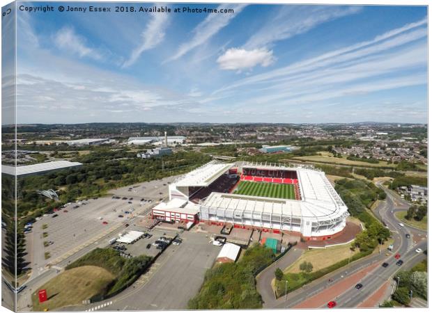 Aerial View of the BET365 Stadium, Stoke on Trent Canvas Print by Jonny Essex