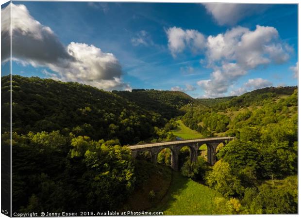 Aerial view of Headstone viaduct, Bakewell No2 Canvas Print by Jonny Essex