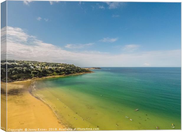 Aerial view of St Ives, Carbis Bay, Cornwall No6 Canvas Print by Jonny Essex
