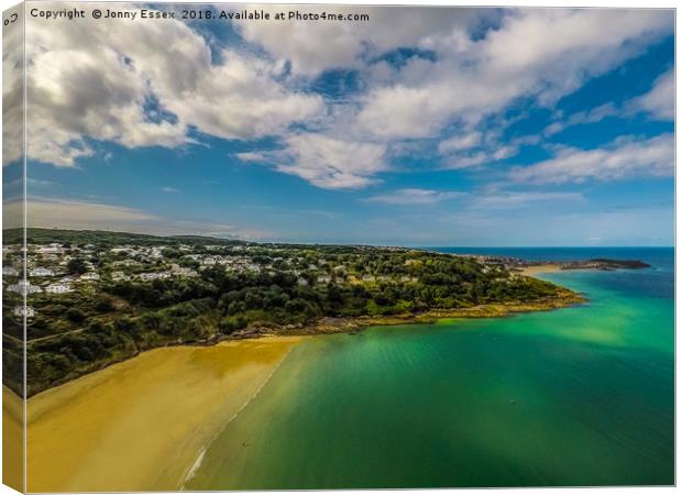 Aerial view of St Ives, Carbis Bay, Cornwall No7 Canvas Print by Jonny Essex