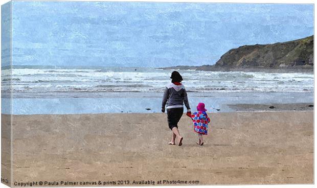 Croyde Beach  Devon for a mum and child Canvas Print by Paula Palmer canvas