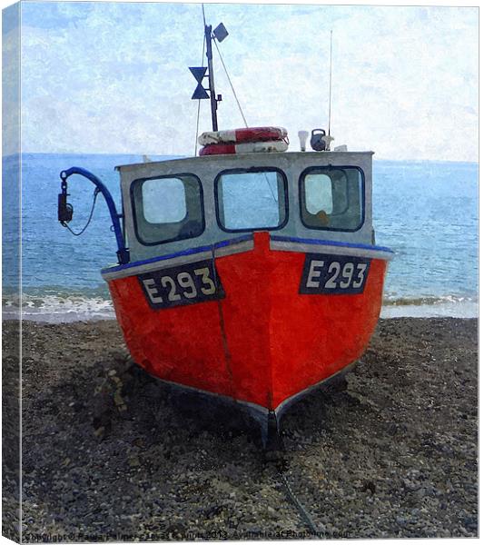 Beached boat at Branscombe Canvas Print by Paula Palmer canvas