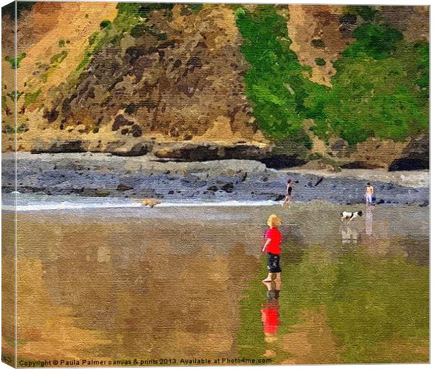 Cliff reflections in texture Canvas Print by Paula Palmer canvas