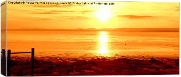 Sunset over the Severn Estuary Canvas Print by Paula Palmer canvas