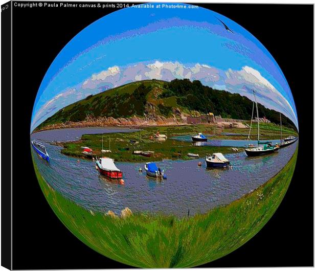 Boats at Clevedon Pill 2 Canvas Print by Paula Palmer canvas