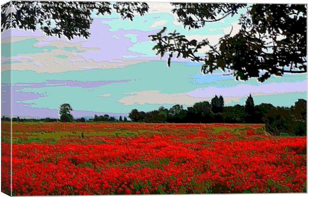 Digital Poppy field Canvas Print by Paula Palmer canvas