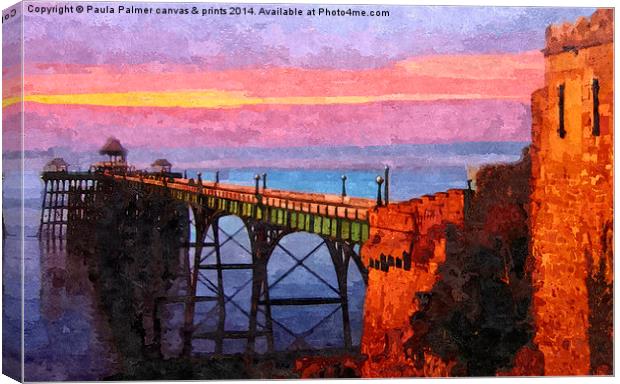  Clevedon pier in August Canvas Print by Paula Palmer canvas