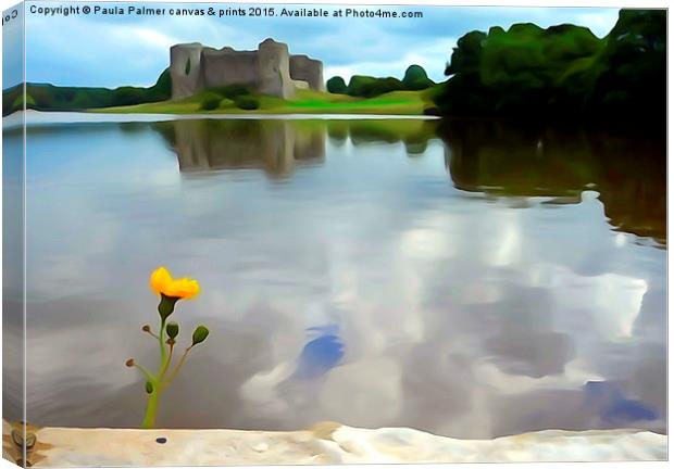  Castle Carew Reflections in the River Carew Canvas Print by Paula Palmer canvas