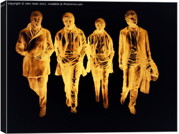 In Amber Light - The Beatles Statues (Digital Art) Canvas Print by John Wain