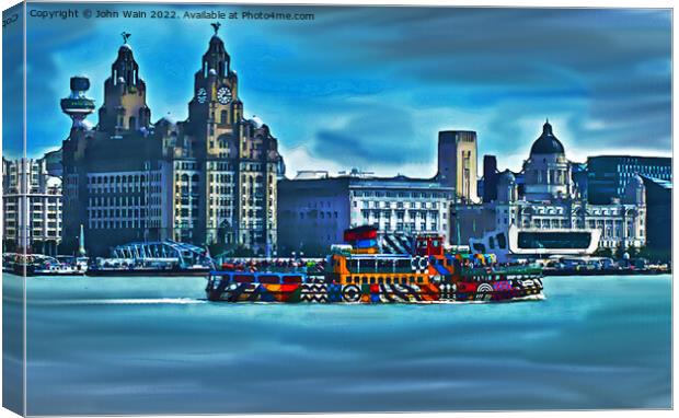 Liverpool Waterfront Skyline (Digital Art Painting Canvas Print by John Wain