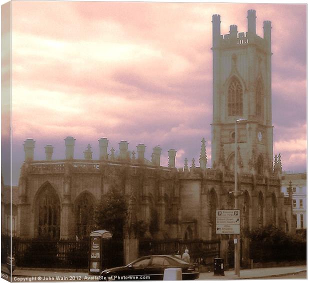 WW2 Bombed out Church Canvas Print by John Wain