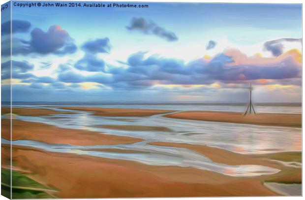 The Beach at Sunset (Digital Art) Canvas Print by John Wain