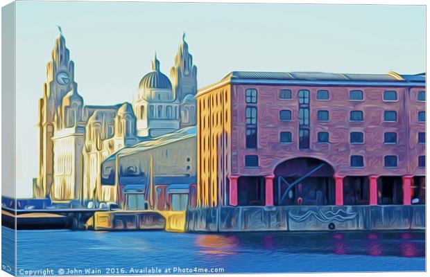 Three Graces in Liverpool (Digital Art) Canvas Print by John Wain